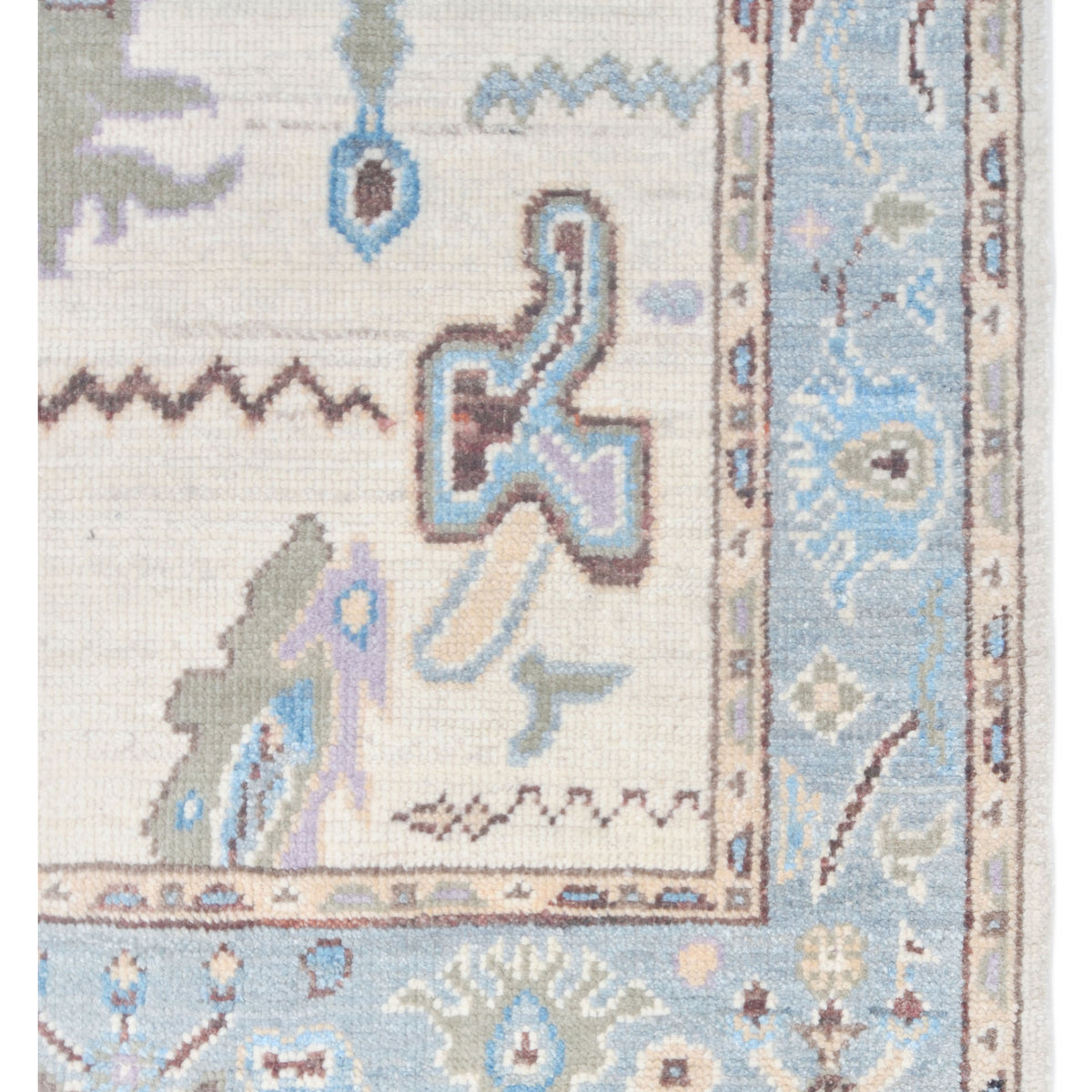 Pacific Ushak Wool Weft 42421 Ivory Grey Transitional Hand Knotted Rug