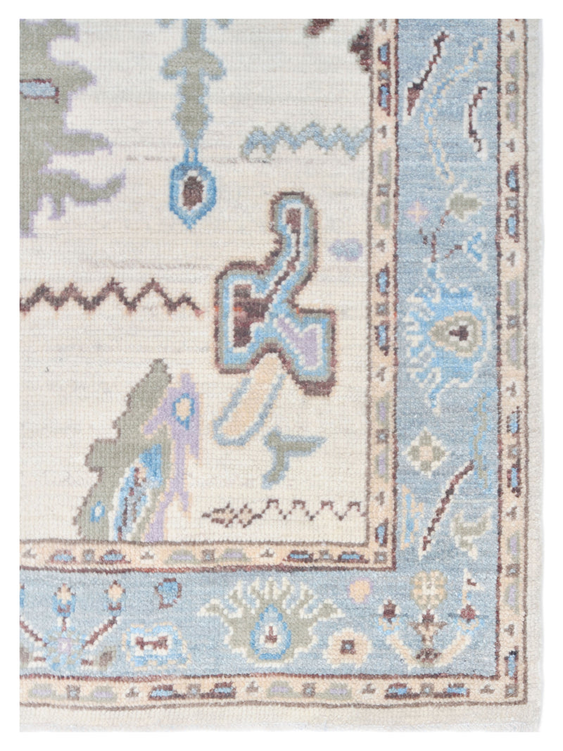 Pacific Ushak Wool Weft 42421 Ivory Grey Transitional Hand Knotted Rug