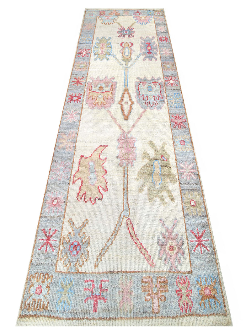 Pacific Ushak Wool Weft 42429 Ivory Grey Transitional Hand Knotted Rug