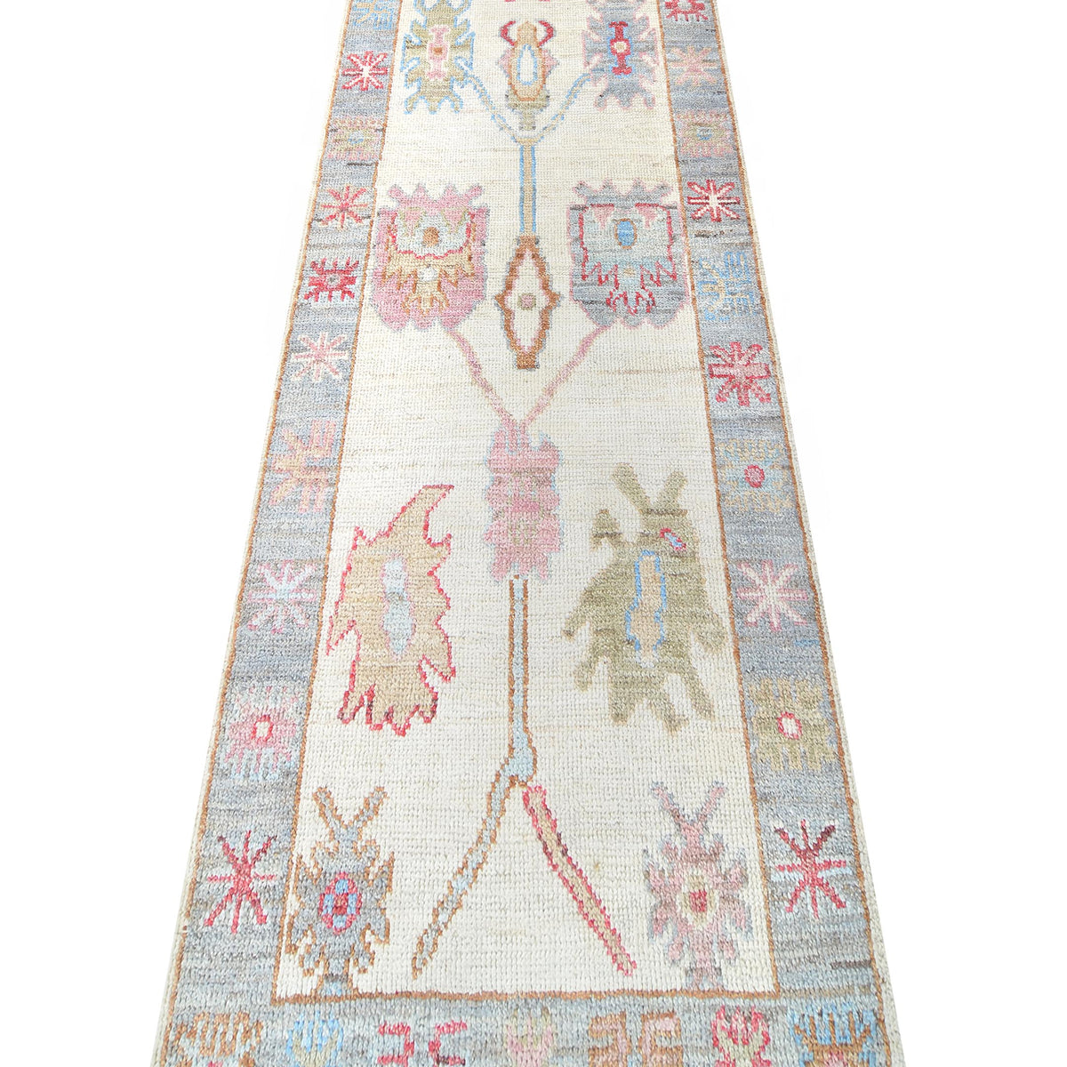Pacific Ushak Wool Weft 42430 Ivory Grey Transitional Hand Knotted Rug