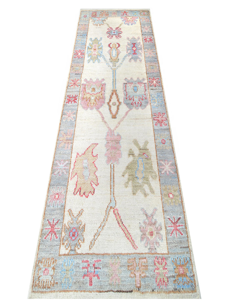 Pacific Ushak Wool Weft 42430 Ivory Grey Transitional Hand Knotted Rug