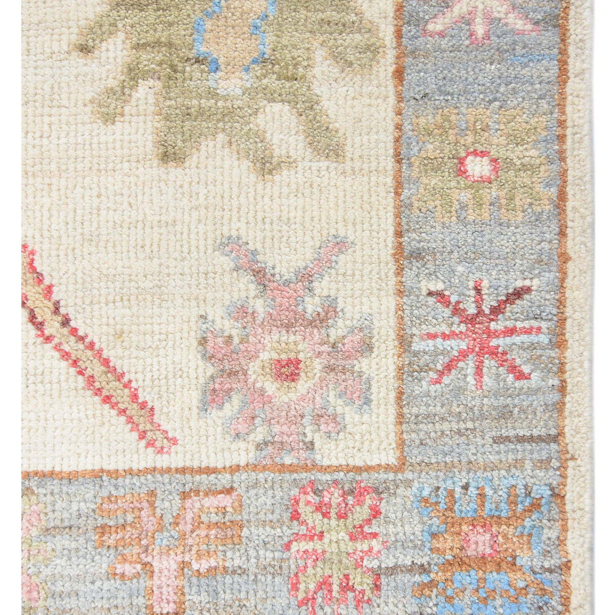 Pacific Ushak Wool Weft 42430 Ivory Grey Transitional Hand Knotted Rug