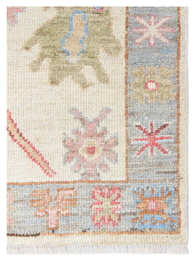 Pacific Ushak Wool Weft 42430 Ivory Grey Transitional Hand Knotted Rug
