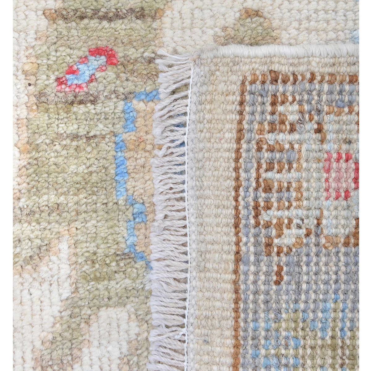 Pacific Ushak Wool Weft 42430 Ivory Grey Transitional Hand Knotted Rug