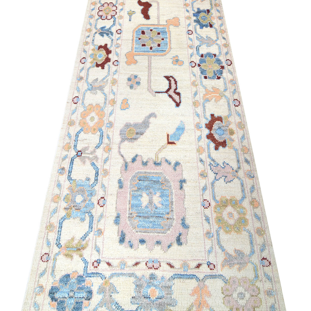 Pacific Ushak Wool Weft 42432 Ivory Grey Transitional Hand Knotted Rug