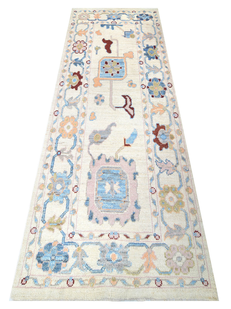 Pacific Ushak Wool Weft 42432 Ivory Grey Transitional Hand Knotted Rug