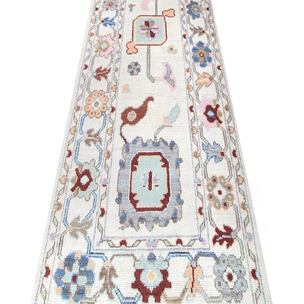 Pacific Ushak Wool Weft 42433 Ivory Grey Transitional Hand Knotted Rug