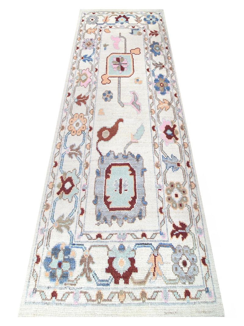 Pacific Ushak Wool Weft 42433 Ivory Grey Transitional Hand Knotted Rug