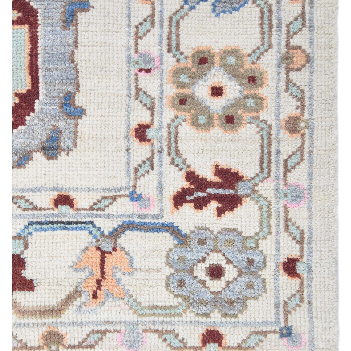 Pacific Ushak Wool Weft 42433 Ivory Grey Transitional Hand Knotted Rug