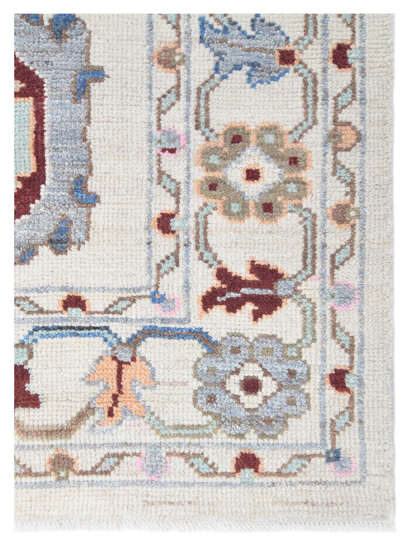 Pacific Ushak Wool Weft 42433 Ivory Grey Transitional Hand Knotted Rug