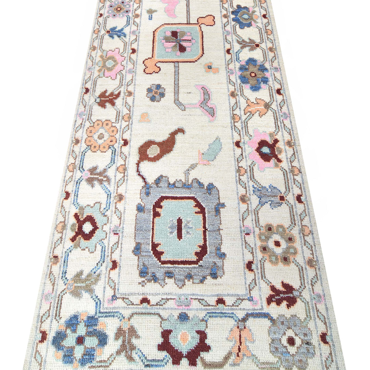 Pacific Ushak Wool Weft 42434 Ivory Grey Transitional Hand Knotted Rug