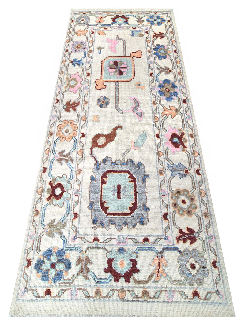 Pacific Ushak Wool Weft 42434 Ivory Grey Transitional Hand Knotted Rug