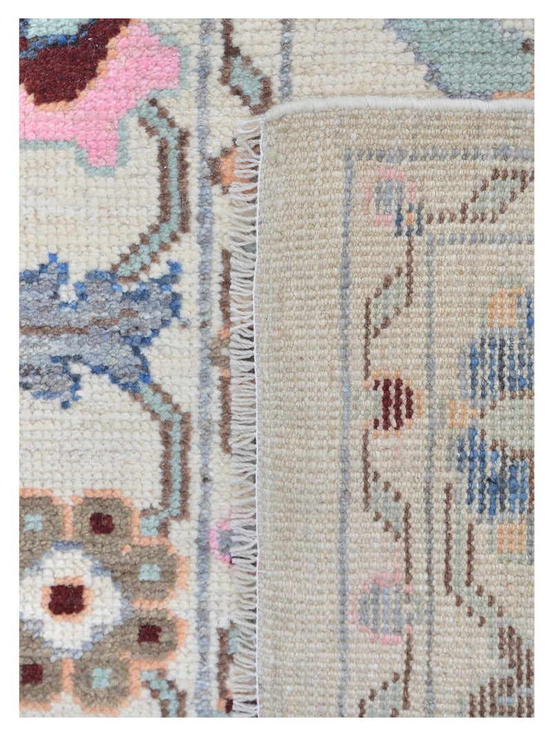 Pacific Ushak Wool Weft 42434 Ivory Grey Transitional Hand Knotted Rug