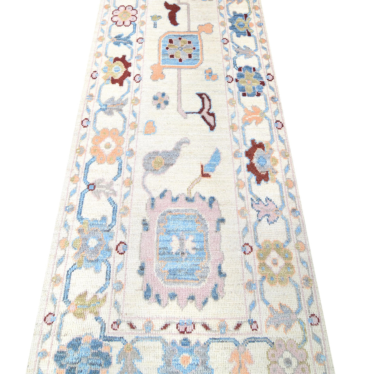 Pacific Ushak Wool Weft 42435 Ivory Grey Transitional Hand Knotted Rug
