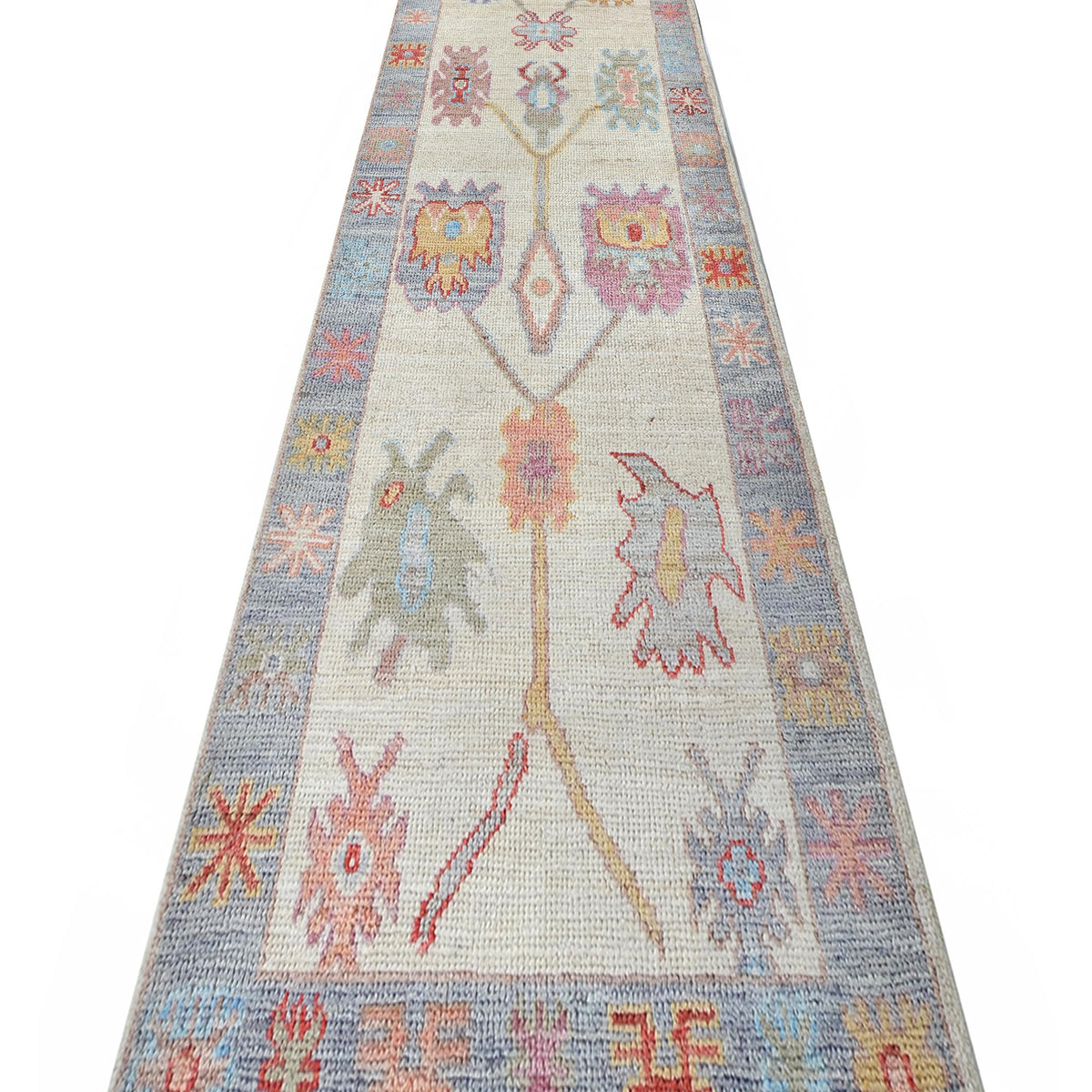 Pacific Ushak Wool Weft 42439 Ivory Grey Transitional Hand Knotted Rug