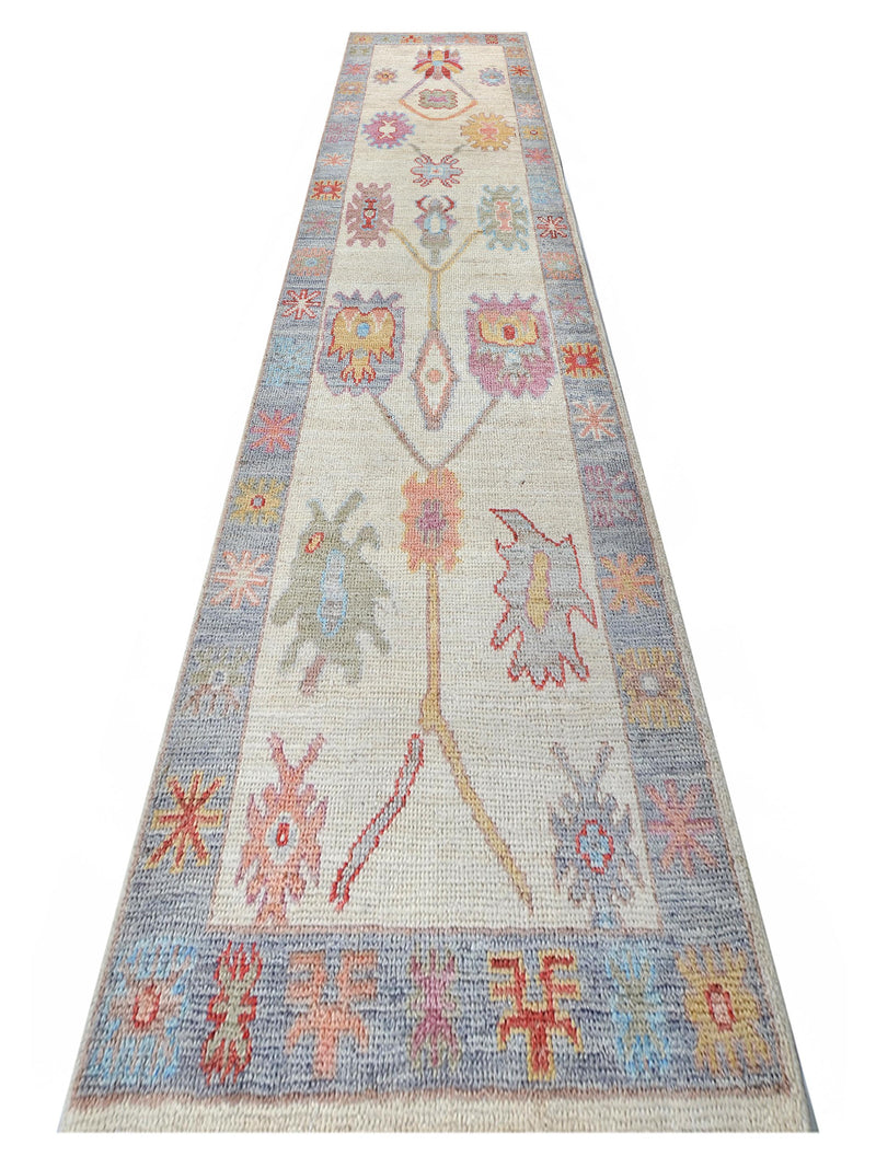 Pacific Ushak Wool Weft 42439 Ivory Grey Transitional Hand Knotted Rug