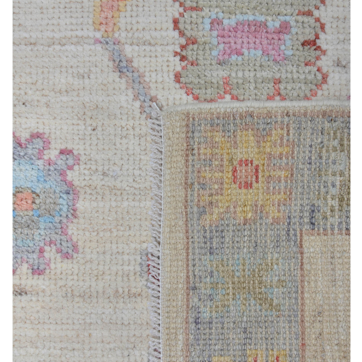 Pacific Ushak Wool Weft 42439 Ivory Grey Transitional Hand Knotted Rug