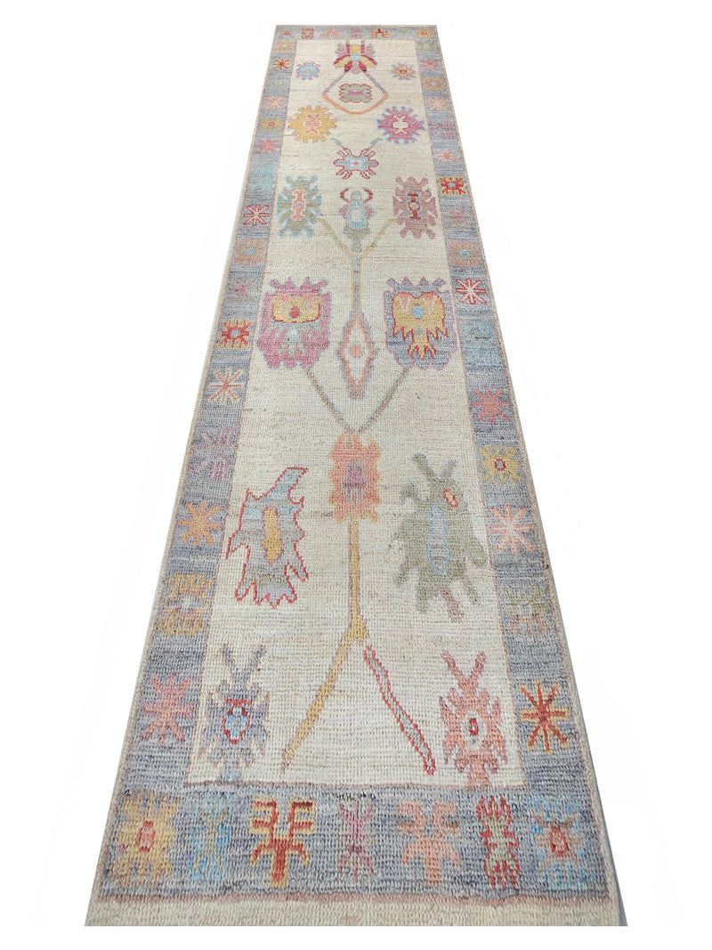 Pacific Ushak Wool Weft 42441 Ivory Grey Transitional Hand Knotted Rug