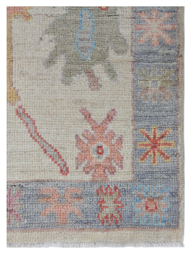 Pacific Ushak Wool Weft 42441 Ivory Grey Transitional Hand Knotted Rug