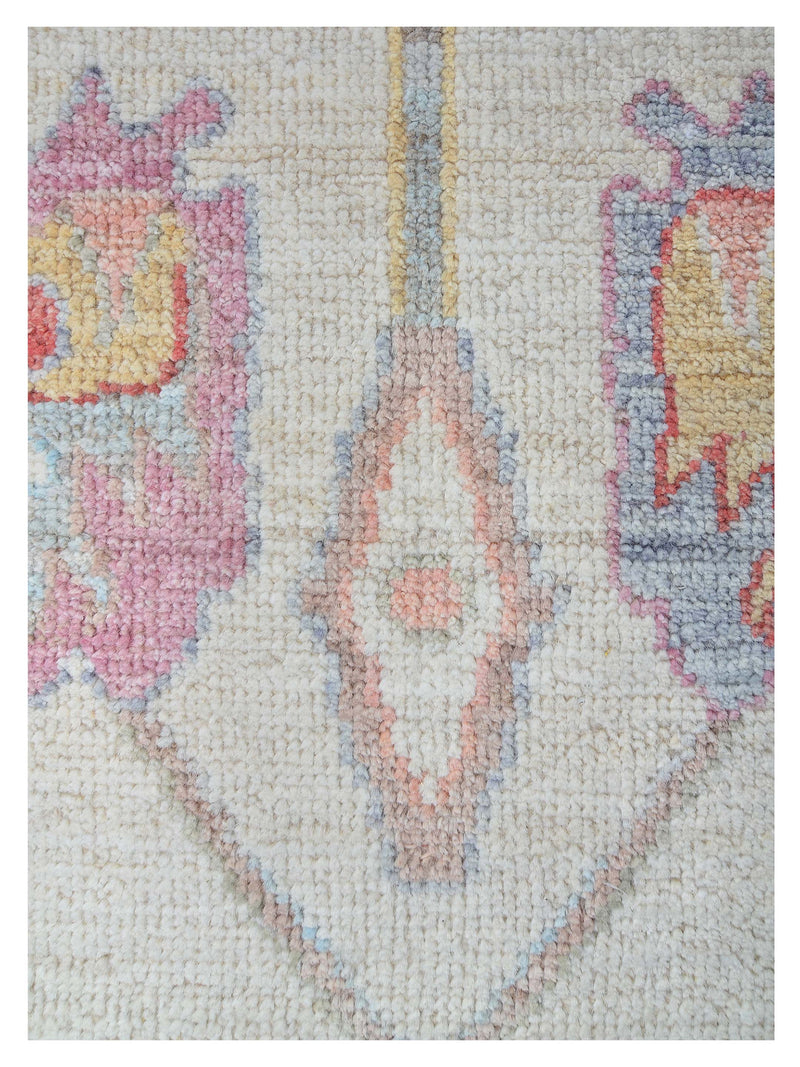 Pacific Ushak Wool Weft 42441 Ivory Grey Transitional Hand Knotted Rug