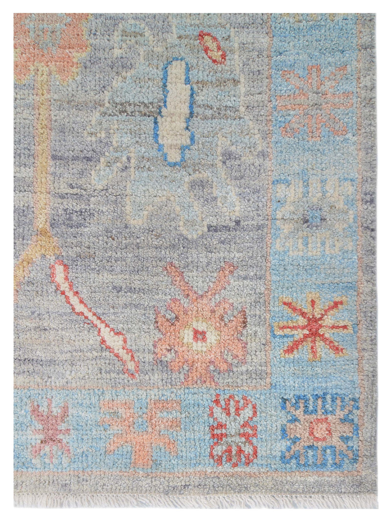 Pacific Ushak Wool Weft 42442 Grey Lt.Blue Transitional Hand Knotted Rug