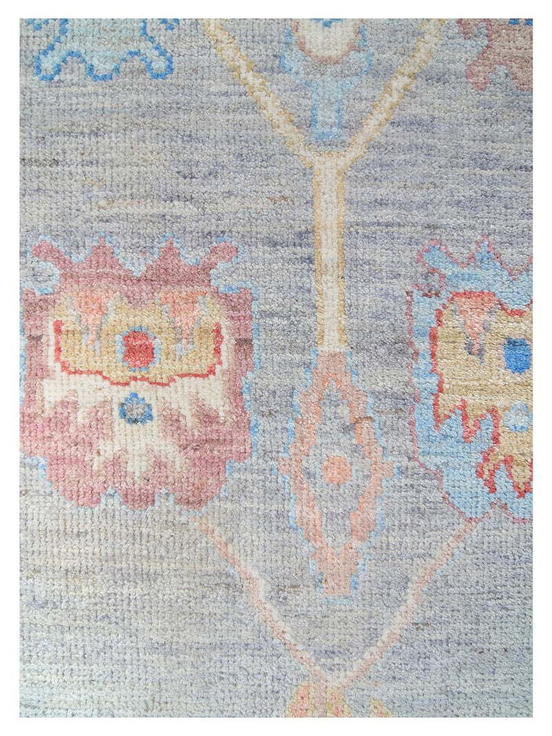 Pacific Ushak Wool Weft 42442 Grey Lt.Blue Transitional Hand Knotted Rug