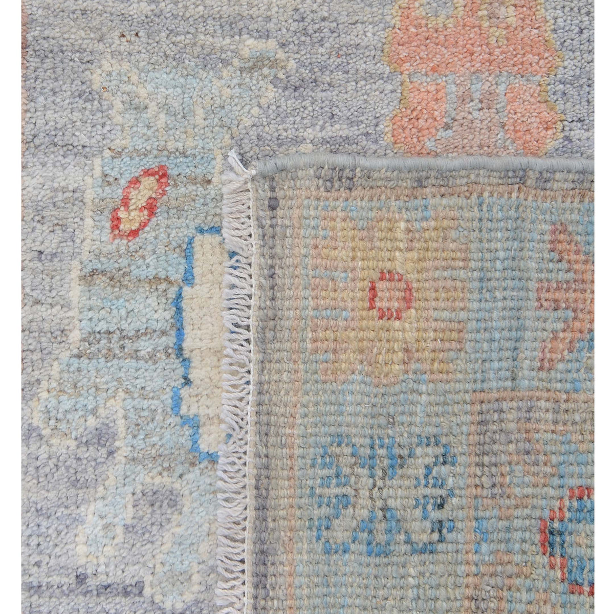 Pacific Ushak Wool Weft 42442 Grey Lt.Blue Transitional Hand Knotted Rug