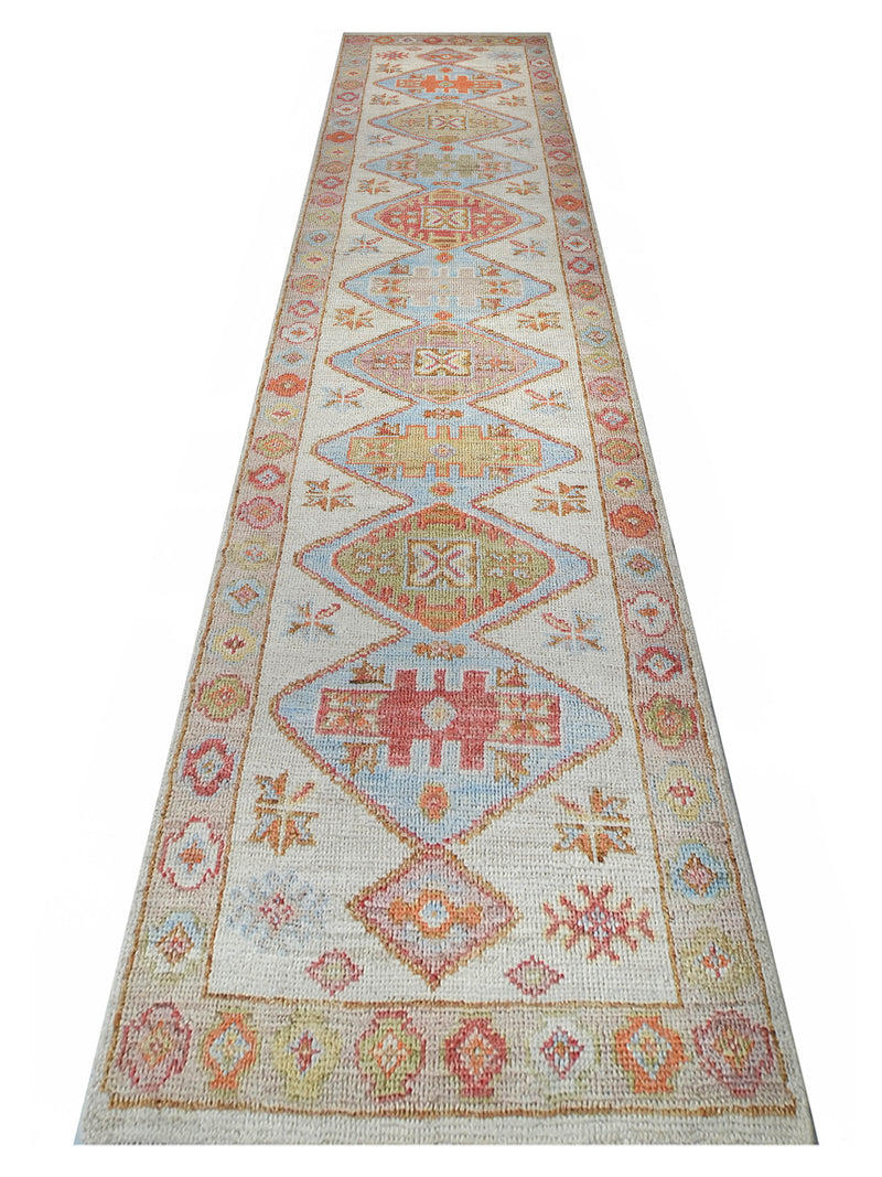 Pacific Ushak Wool Weft 42445 Ivory Beige Transitional Hand Knotted Rug