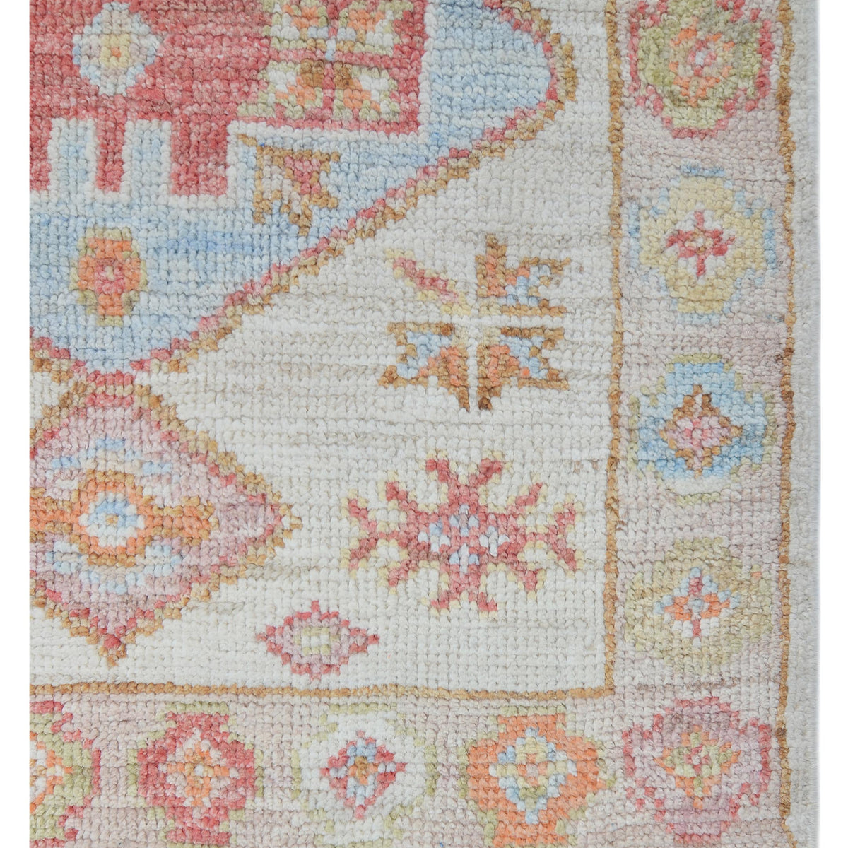 Pacific Ushak Wool Weft 42445 Ivory Beige Transitional Hand Knotted Rug