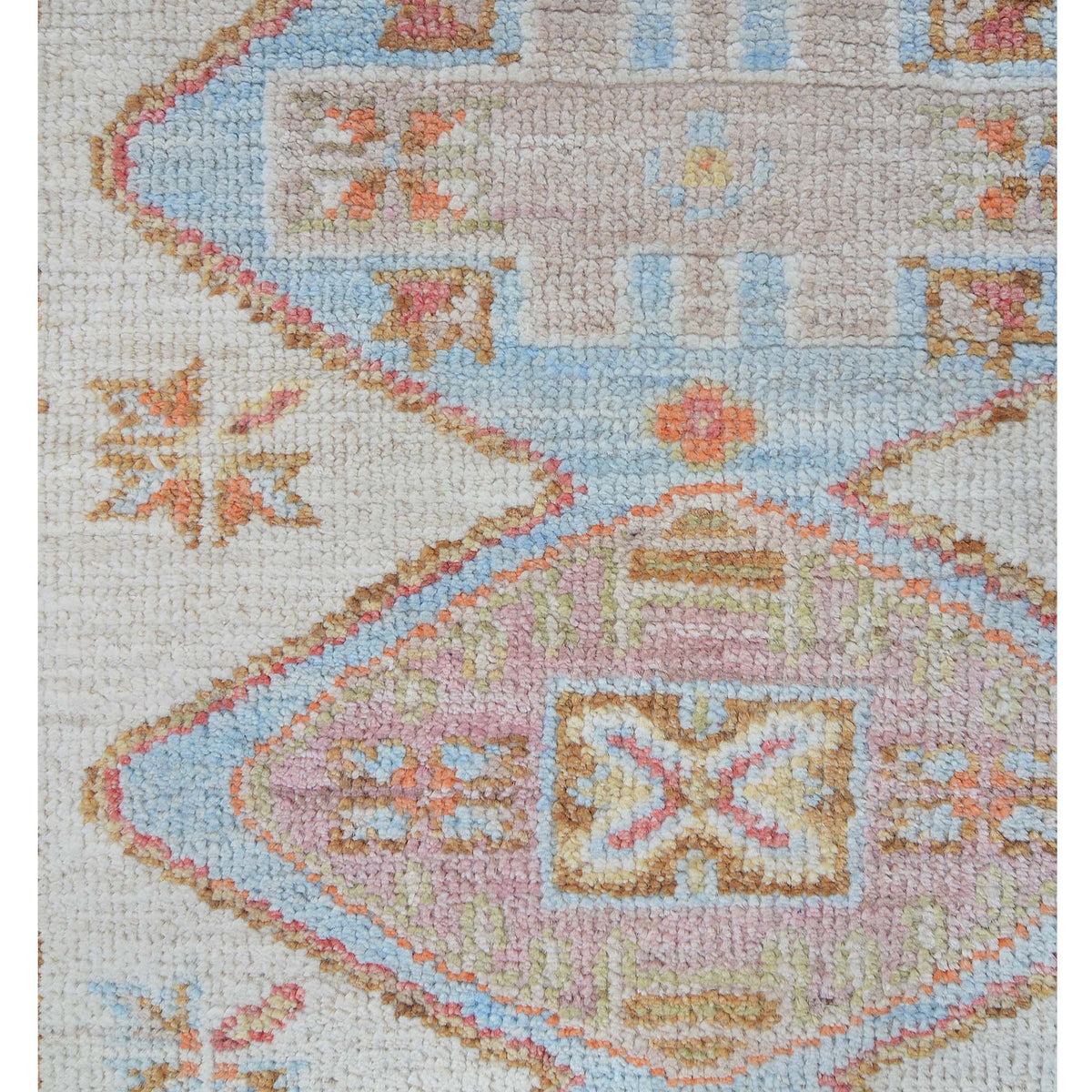 Pacific Ushak Wool Weft 42445 Ivory Beige Transitional Hand Knotted Rug