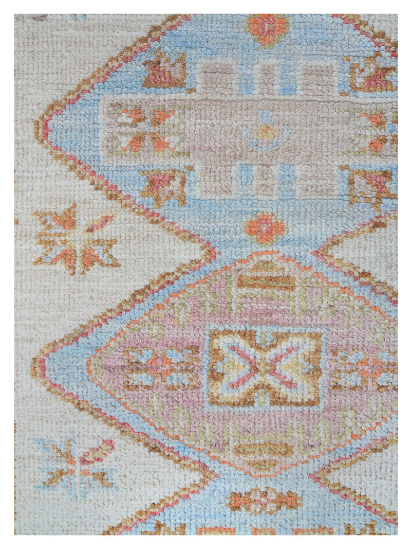 Pacific Ushak Wool Weft 42445 Ivory Beige Transitional Hand Knotted Rug