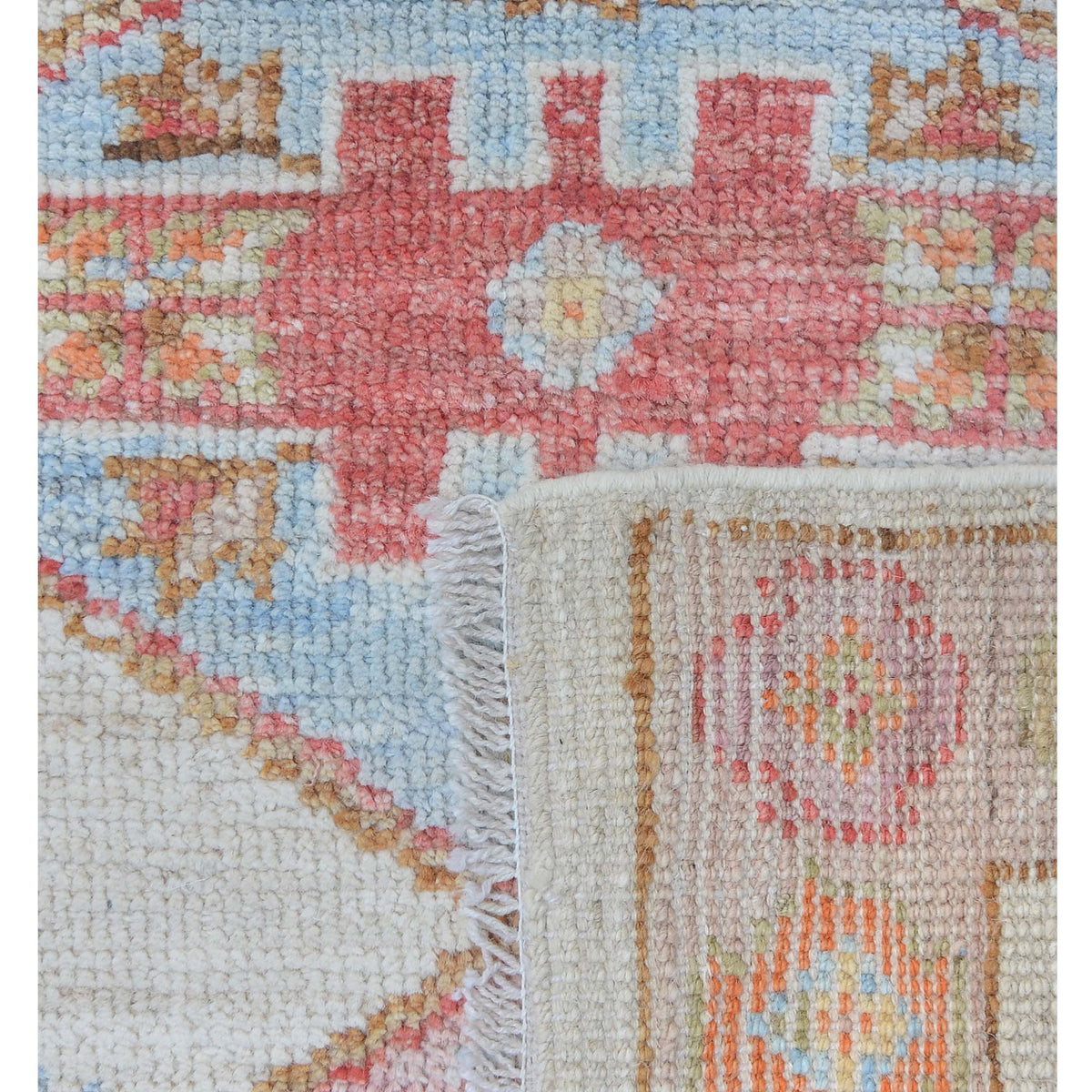 Pacific Ushak Wool Weft 42445 Ivory Beige Transitional Hand Knotted Rug