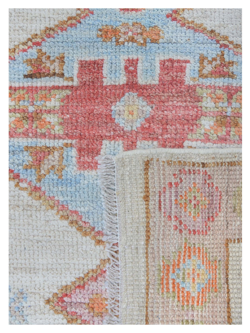 Pacific Ushak Wool Weft 42445 Ivory Beige Transitional Hand Knotted Rug