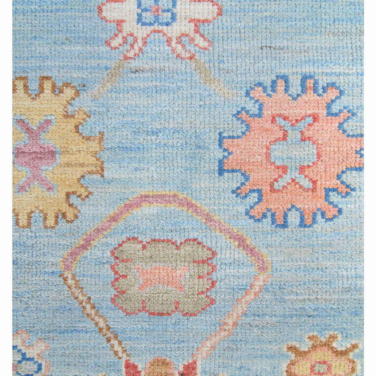Pacific Ushak Wool Weft 42451 White Lt.Blue Transitional Hand Knotted Rug