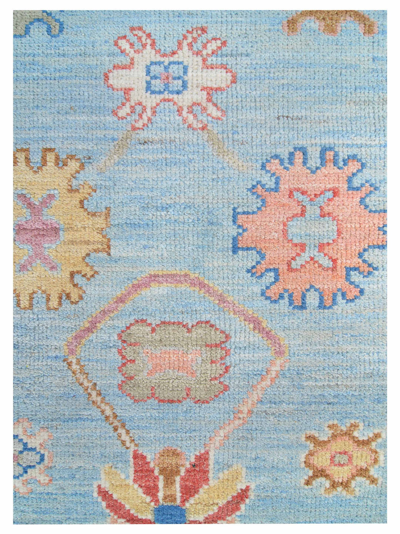 Pacific Ushak Wool Weft 42451 White Lt.Blue Transitional Hand Knotted Rug