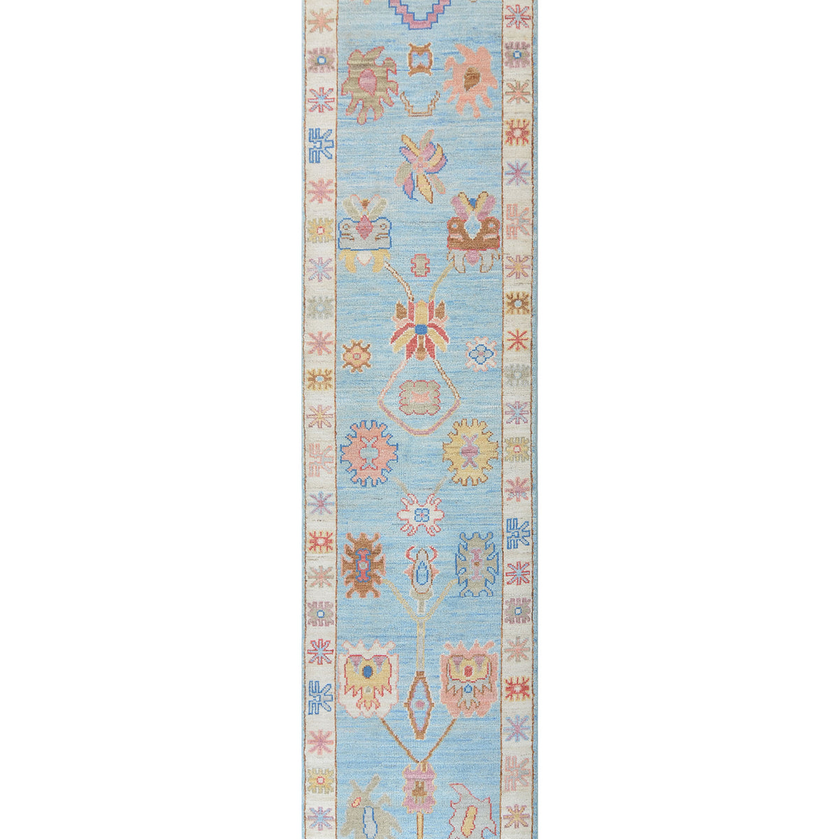 Pacific Ushak Wool Weft  White Lt.Blue Transitional