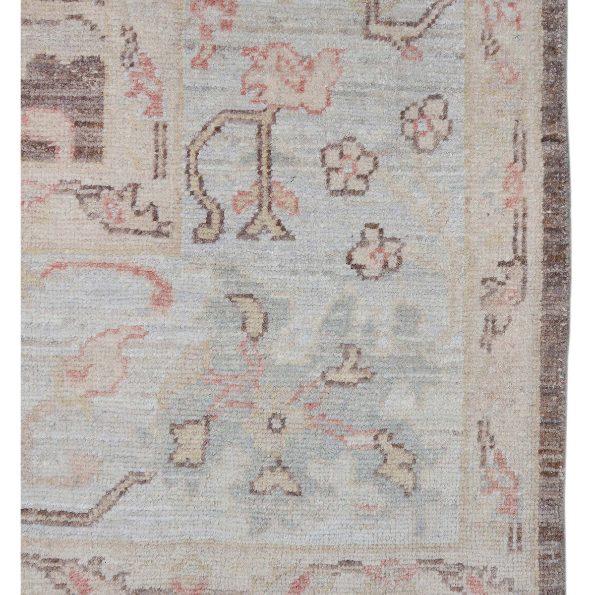 Pacific Ushak Wool Weft 42455 Chocolate Bone Transitional Hand Knotted Rug