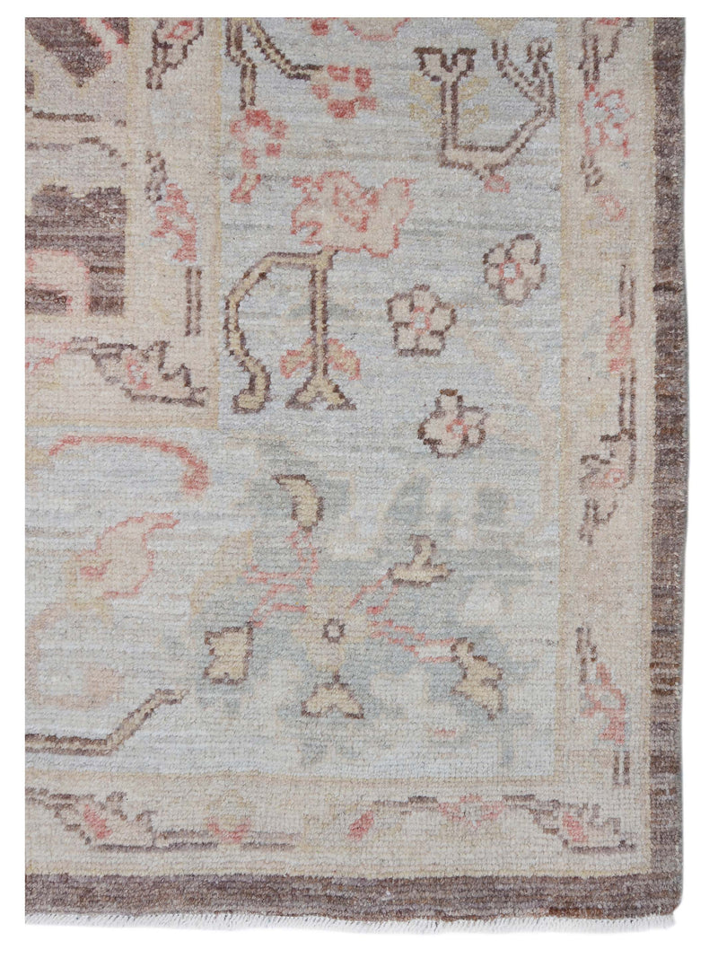 Pacific Ushak Wool Weft 42455 Chocolate Bone Transitional Hand Knotted Rug