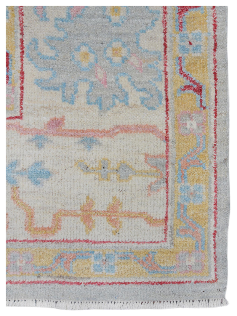 Pacific Ushak Wool Weft 42459 Grey Ivory Transitional Hand Knotted Rug