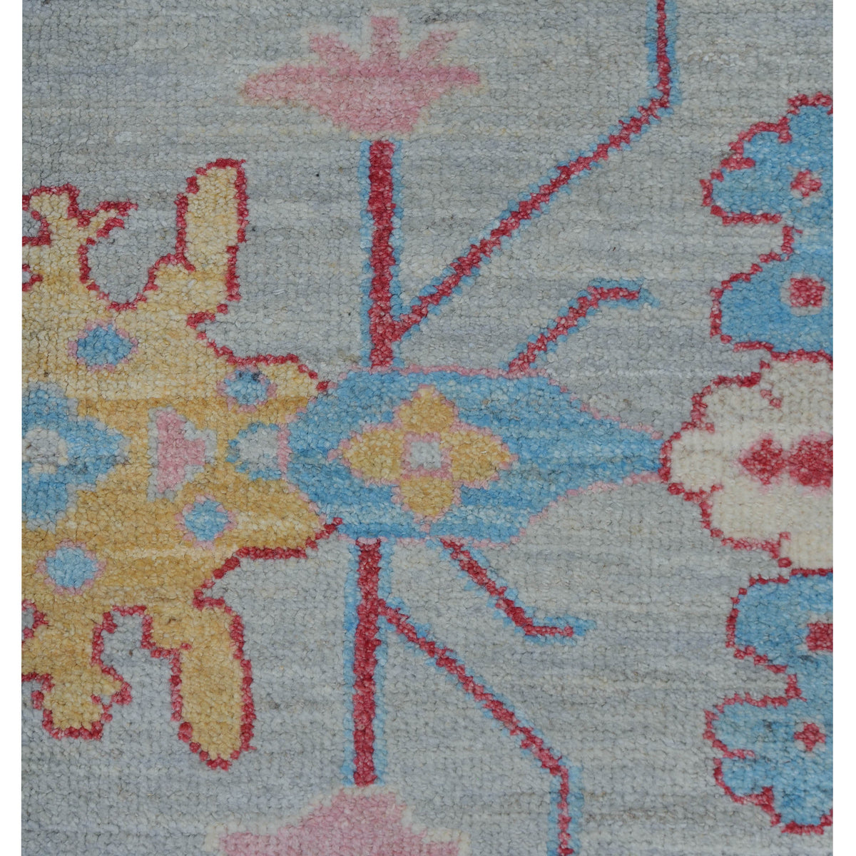Pacific Ushak Wool Weft 42459 Grey Ivory Transitional Hand Knotted Rug