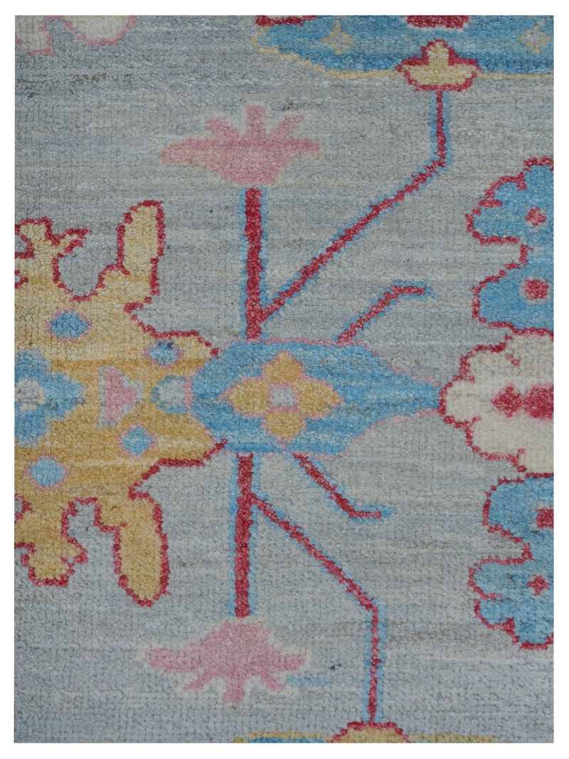 Pacific Ushak Wool Weft 42459 Grey Ivory Transitional Hand Knotted Rug