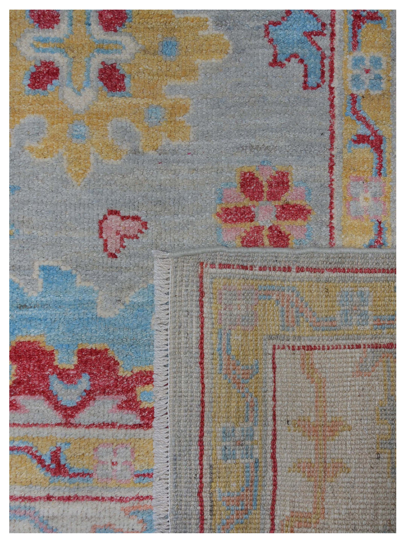 Pacific Ushak Wool Weft 42459 Grey Ivory Transitional Hand Knotted Rug