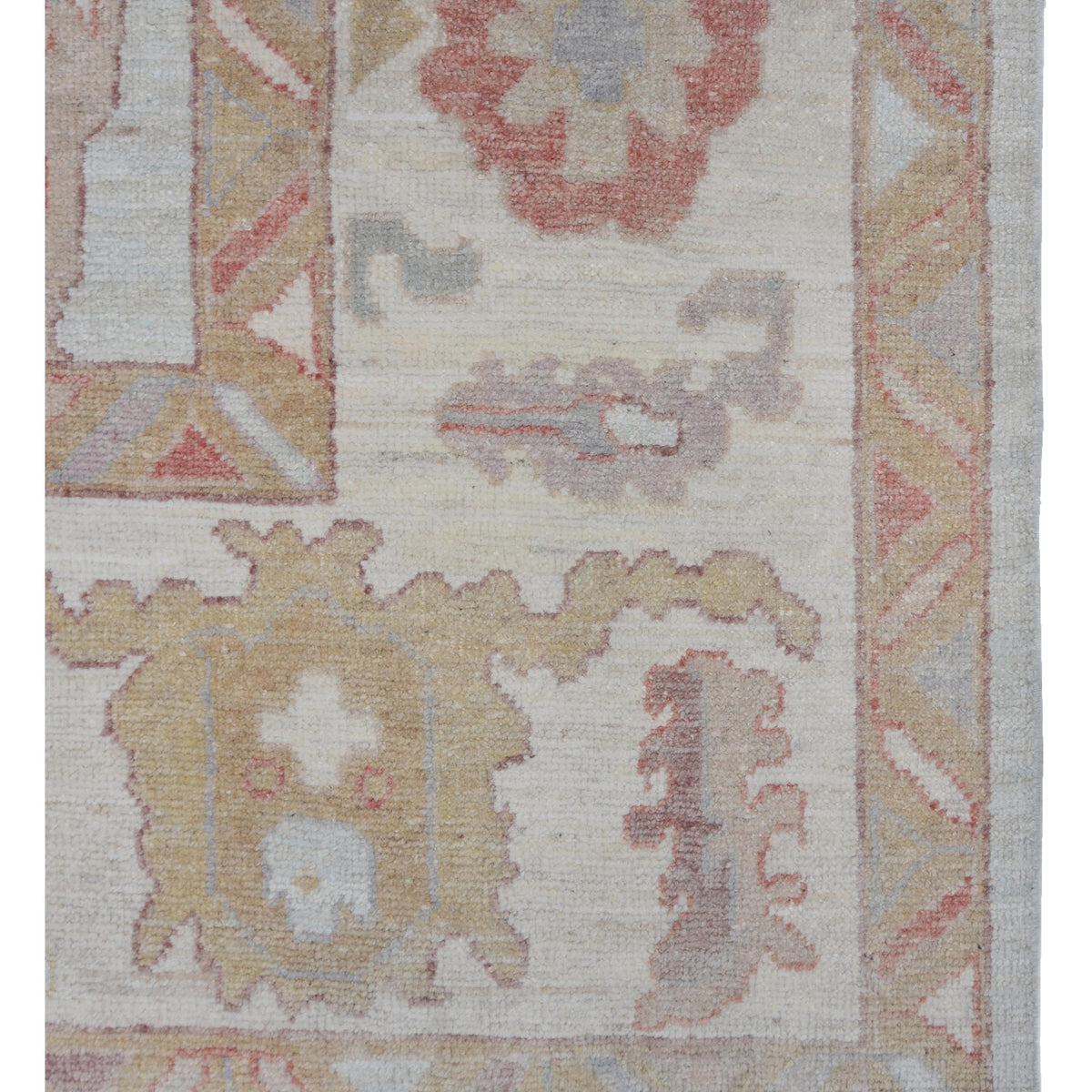 Pacific Ushak Wool Weft 42461 Green Ivory Transitional Hand Knotted Rug