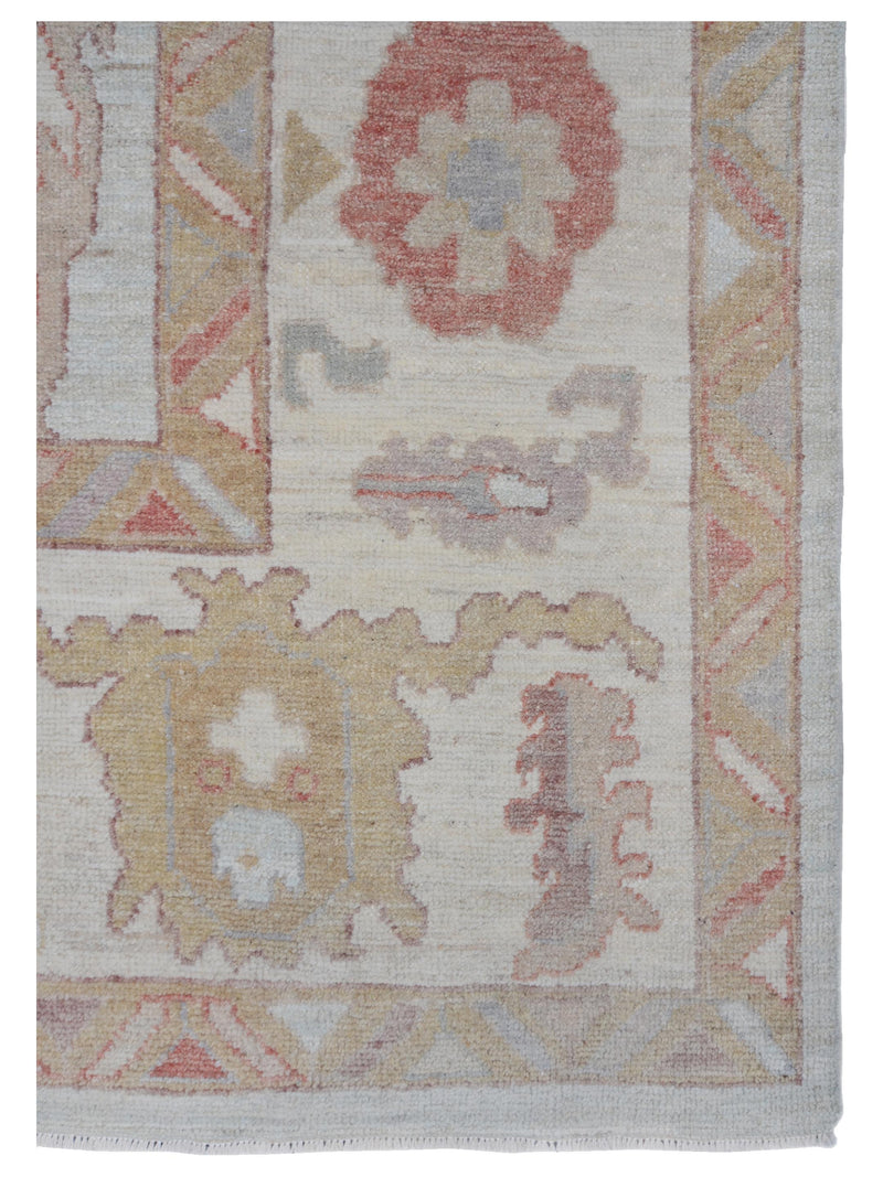 Pacific Ushak Wool Weft 42461 Green Ivory Transitional Hand Knotted Rug