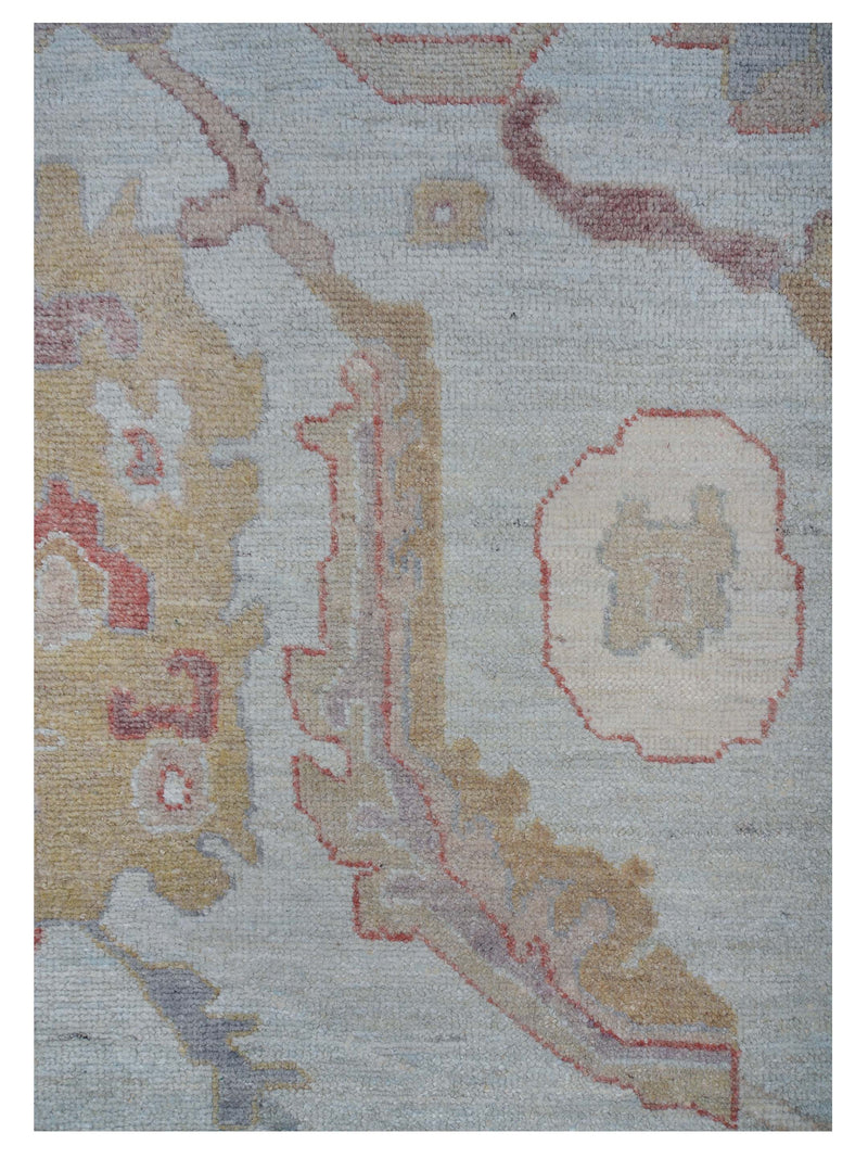 Pacific Ushak Wool Weft 42461 Green Ivory Transitional Hand Knotted Rug