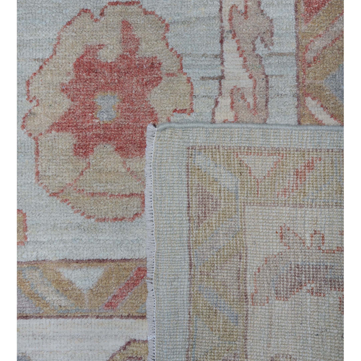 Pacific Ushak Wool Weft 42461 Green Ivory Transitional Hand Knotted Rug