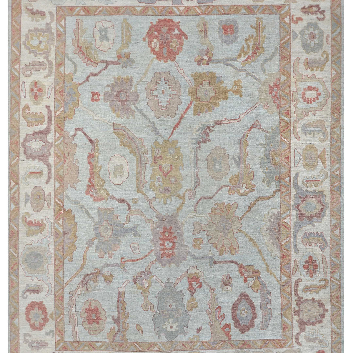 Pacific Ushak Wool Weft  Green Ivory Transitional