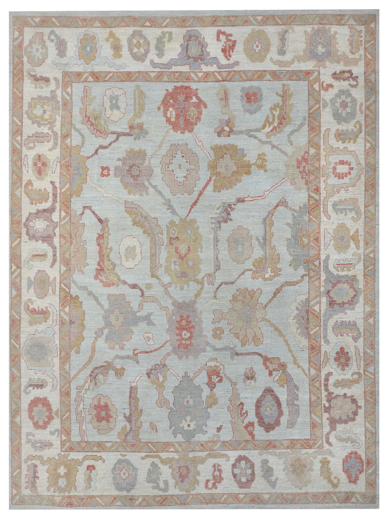 Pacific Ushak Wool Weft  Green Ivory Transitional