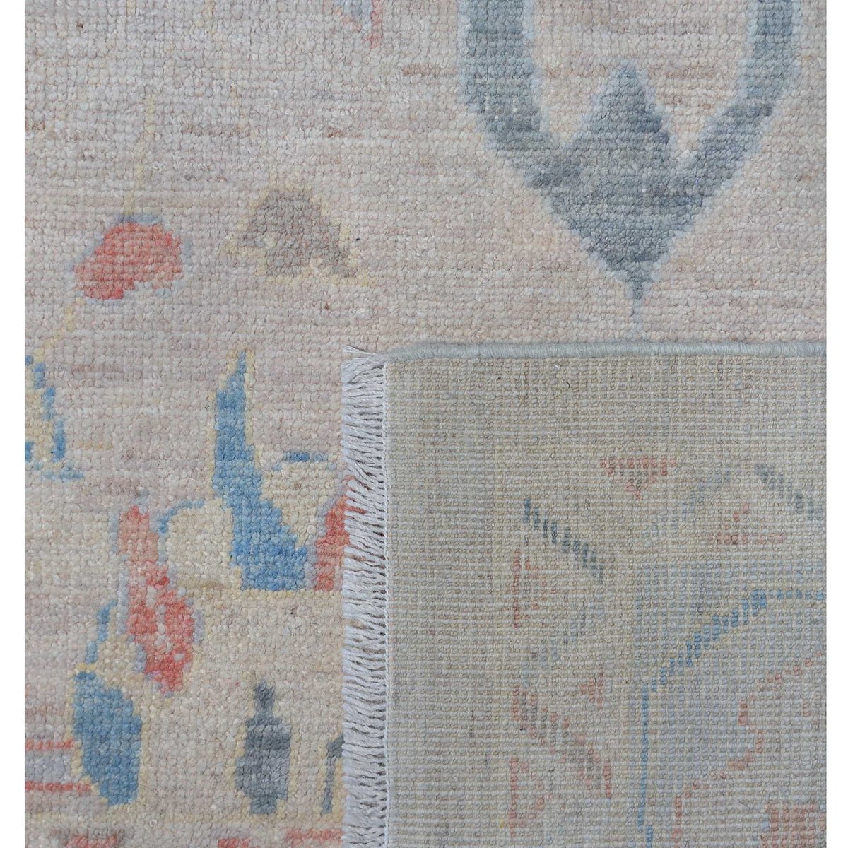 Pacific Ushak Wool Weft 42463 Beige Grey Transitional Hand Knotted Rug