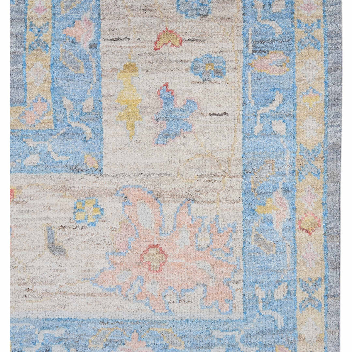 Pacific Ushak Wool Weft 42464 D.Grey Beige Transitional Hand Knotted Rug